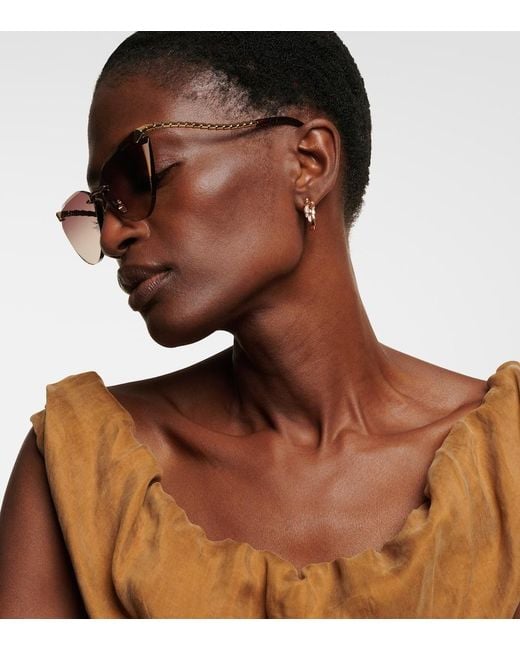 BVLGARI Brown Serpenti Viper Rimless Cat-Eye Sunglasses