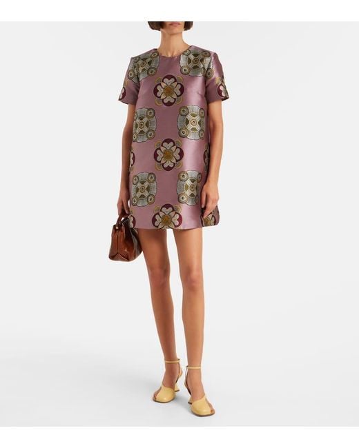 LaDoubleJ Pink Swing Satin Jacquard Minidress