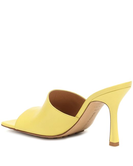 Bottega Veneta Leather Yellow Stretch Heeled Sandals - Save 8% - Lyst