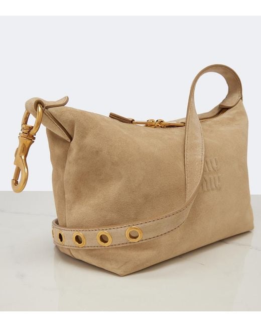 Miu Miu White Spirit Small Suede Shoulder Bag