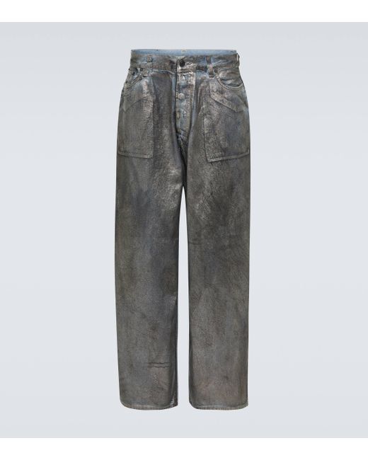 Acne Gray Mid-rise Metallic Wide-leg Jeans for men
