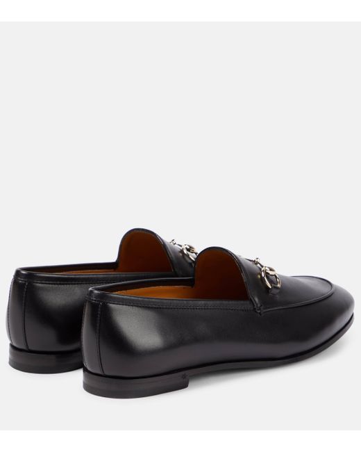 Gucci Black Jordaan Horsebit Leather Loafers