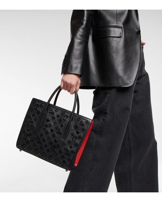 Christian Louboutin Black Verzierte Tote Bag Paloma Medium Aus Leder