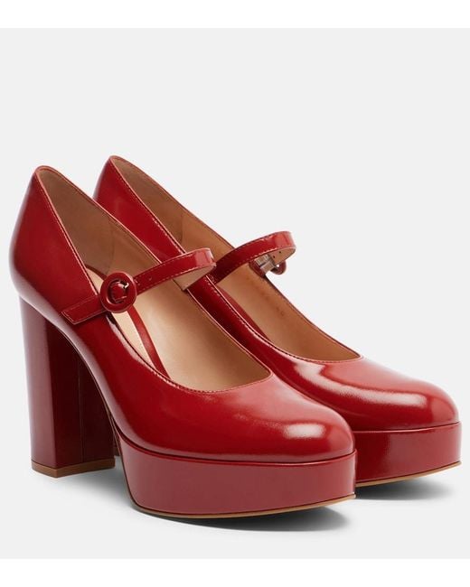 Gianvito Rossi Red Patent Leather Mary Jane Pumps