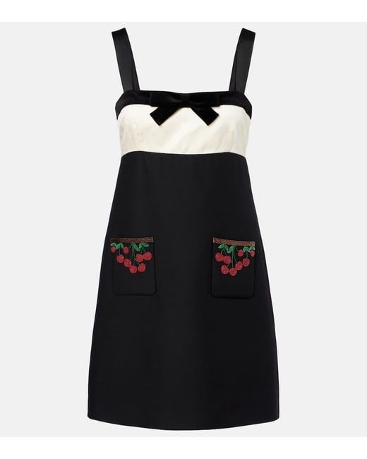 Valentino Black Crepe Couture Embroidered Minidress