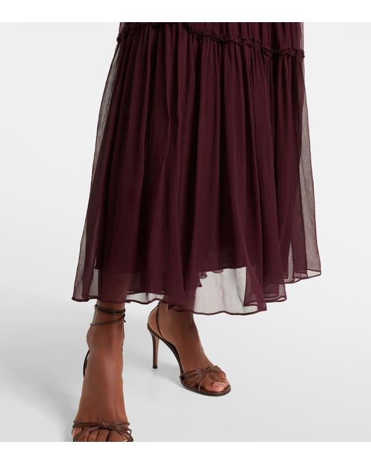 Ulla Johnson Purple Talitha Ruffled Silk Chiffon Midi Dress