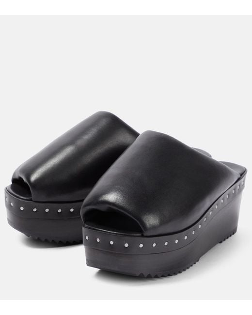 Rick Owens Black Platform Clog Mules