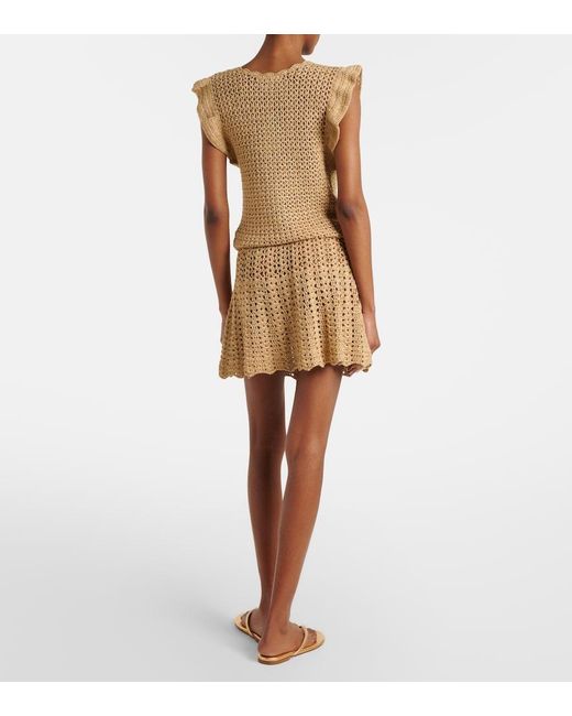 Melissa Odabash Brown Annalise Crochet Lame Minidress