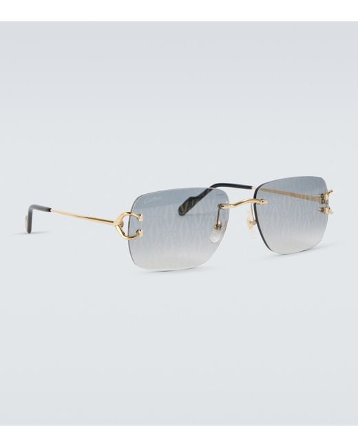 Cartier Monogram Rectangular Sunglasses in Metallic for Men Lyst
