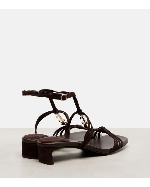Jimmy Choo Black Sandalen Frann 35 Aus Veloursleder