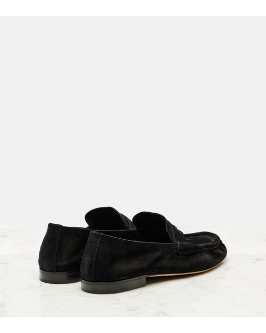 The Row Black Soft Suede Loafers