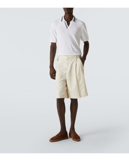Orlebar Brown White Horton Cotton-Blend Boucle Polo Shirt for men