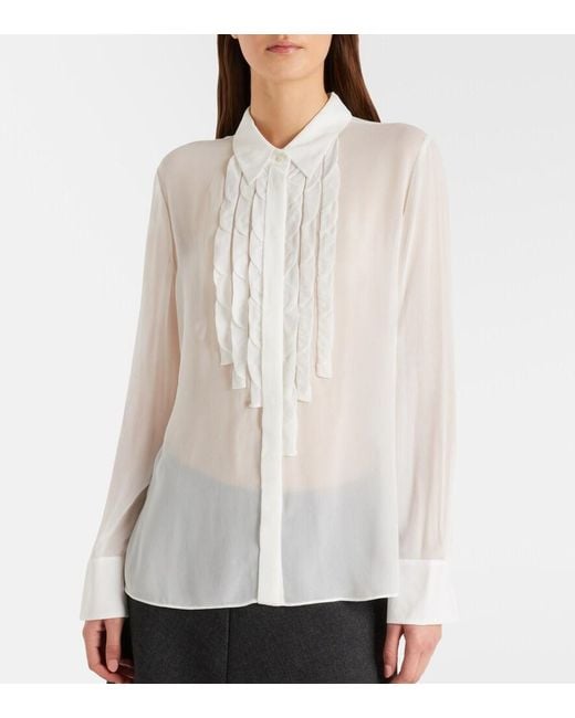 Dorothee Schumacher White Sheer Twist Georgette Blouse