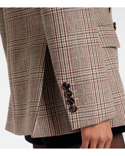 Chloé Brown Prince Of Wales Check Wool-Blend Blazer