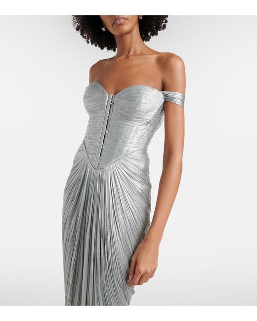 Maria Lucia Hohan Gray Susie Silk Tulle Bustier Gown