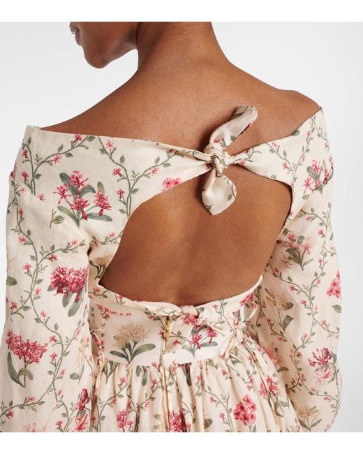 Agua Bendita Natural Floral Linen Top