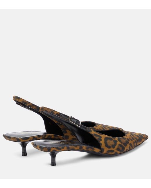 Saint Laurent Brown Leopard Cherish Slingback Pumps 30