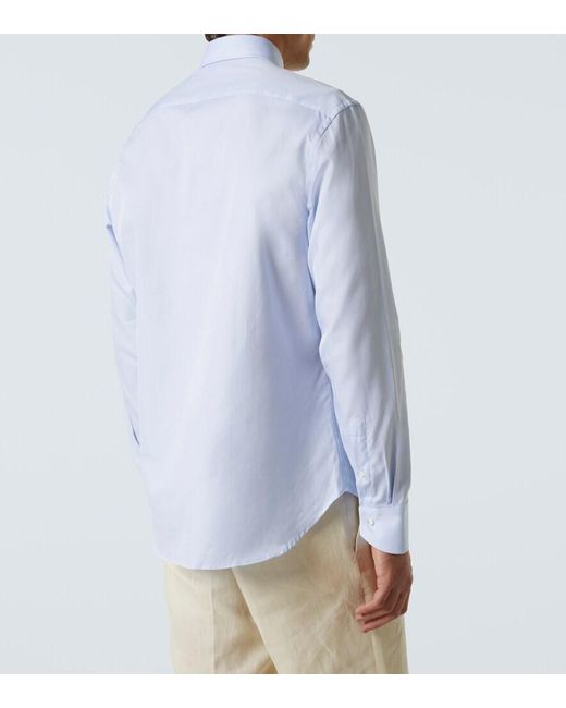 Canali Blue Cotton Poplin Shirt for men