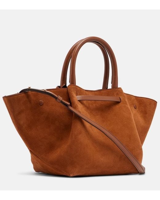DeMellier London Brown New York Midi Suede Top-Handle Bag