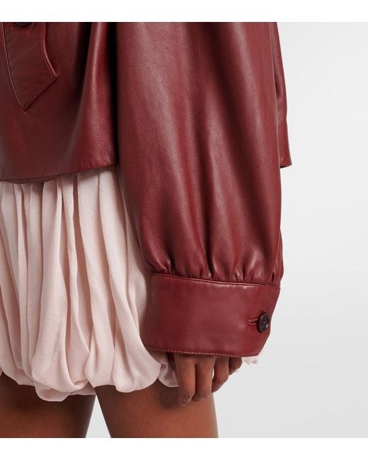 Chloé Red Cropped Leather Jacket