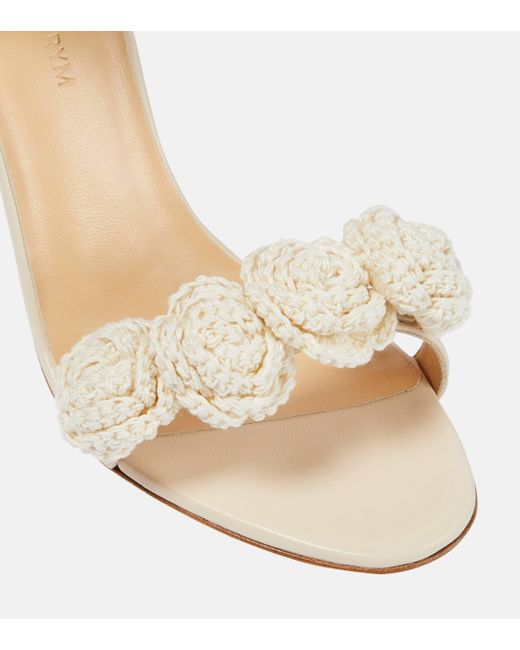 Magda Butrym Metallic Floral Crochet And Leather Sandals