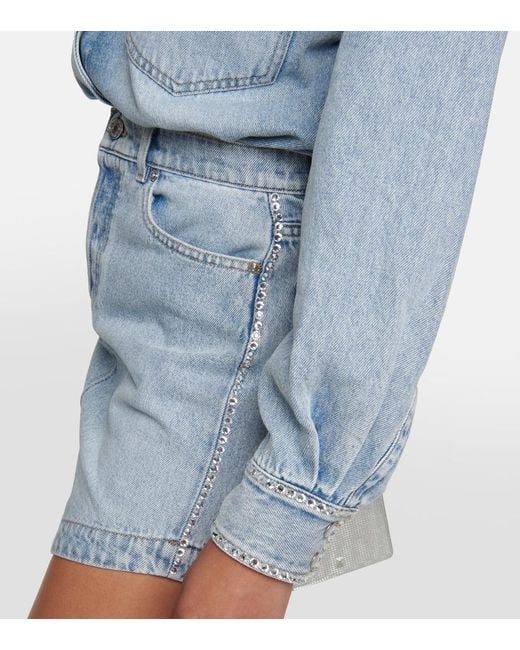 Alexandre Vauthier Blue Embellished Denim Miniskirt