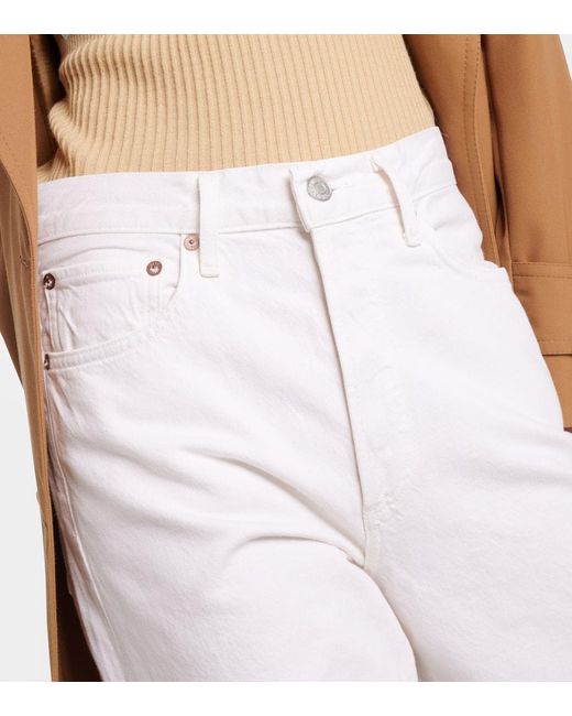Jeans rectos 90's Crop de tiro medio Agolde de color White