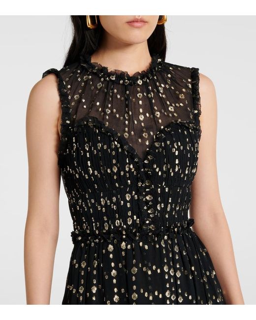Ulla Johnson Black Kasia Silk-Blend Lame Midi Dress