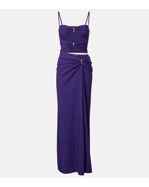 Christopher Esber Purple Cutout Ruched Maxi Dress