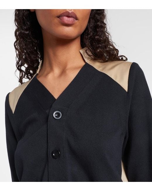 Sacai Cotton-Blend Gabardine Cardigan in Black | Lyst UK