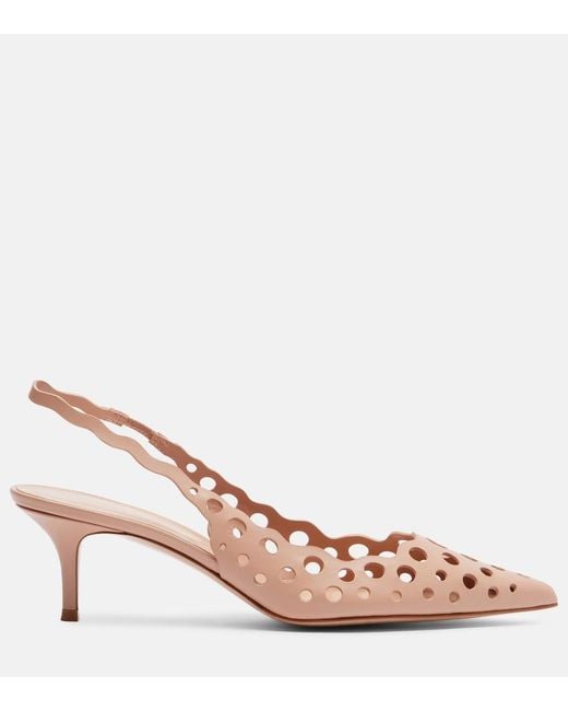 Gianvito Rossi Pink 55 Leather Slingback Pumps
