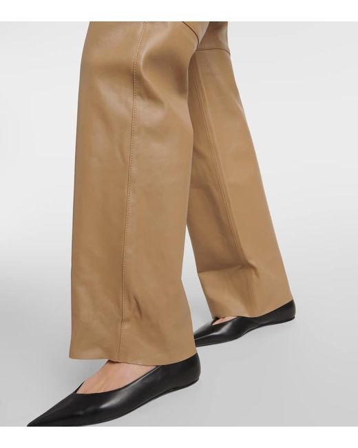 Totême  Natural High-Rise Leather Straight Pants