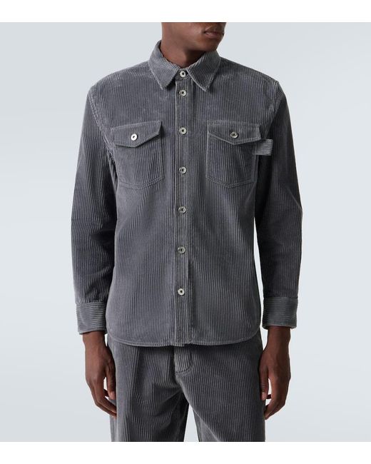 Bottega Veneta Gray Matt Cotton Corduroy Shirt for men