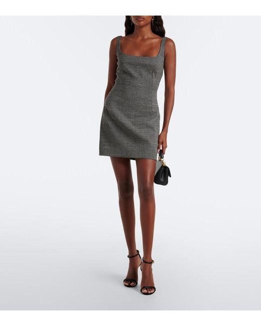 Dolce & Gabbana Gray Wool Tweed Minidress