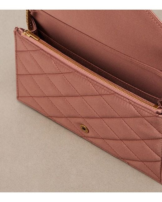 Saint Laurent Pink Paris Mini Satin Wallet On Chain