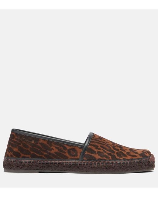 Tom Ford Brown Leopard-Print Suede Espadrilles