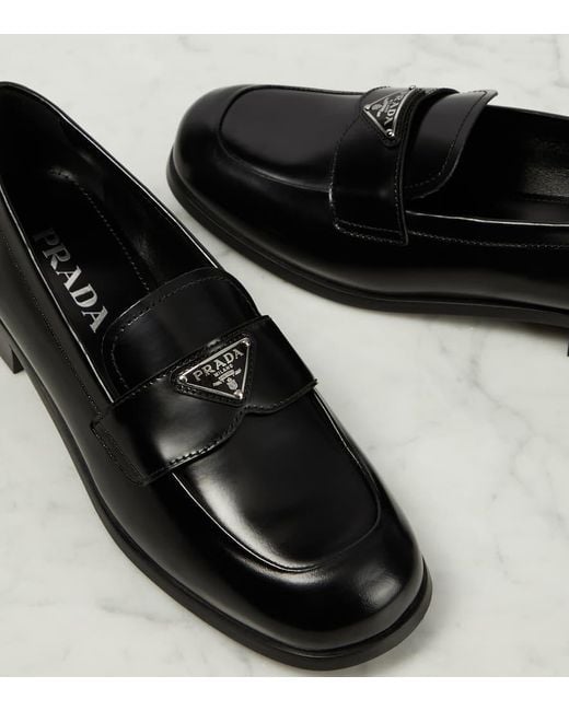 Prada Black Penny Leather Loafers