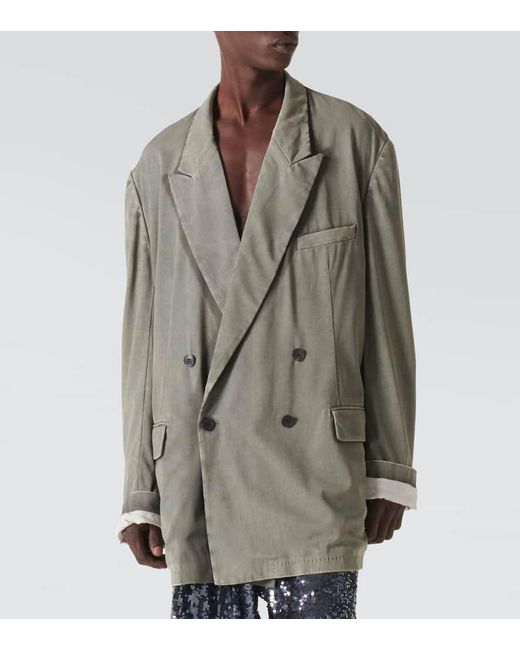 Dries Van Noten Green Oversized Wool-Blend Blazer for men