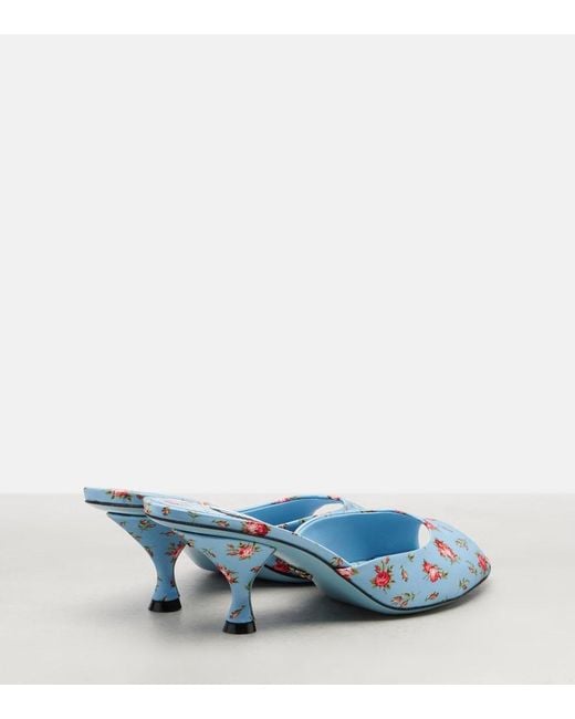 Dolce & Gabbana Blue Keira 60 Floral Satin Mules