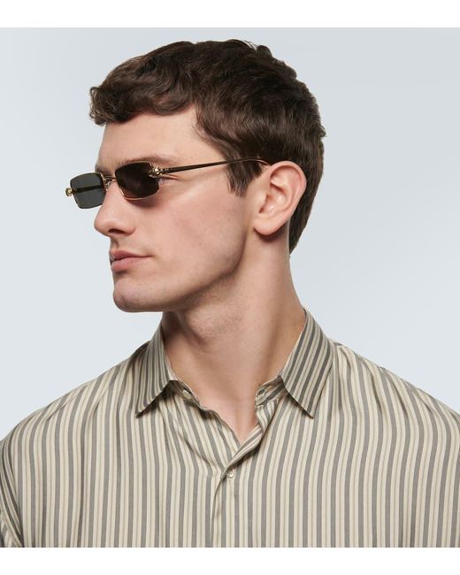 Gafas de sol rectangulares adornadas Cartier de hombre de color Gray