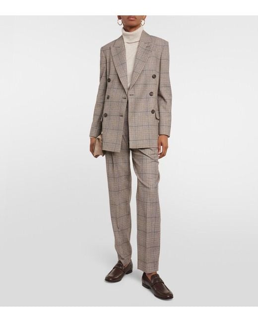 Brunello Cucinelli Gray Prince Of Wales Pants Multicolor