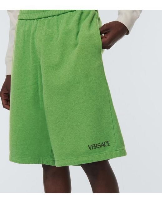Versace Green Cotton Jersey Shorts for men