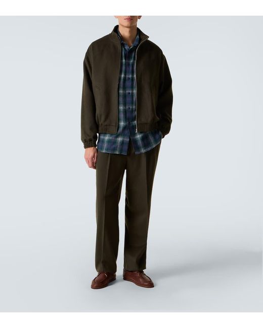 Auralee Blue Checked Wool Shirt for men