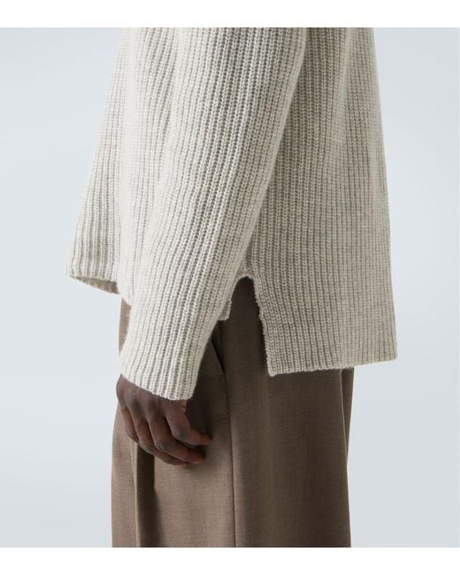 Allude White Wool And Cashmere Polo Sweater for men