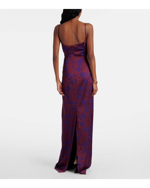 Dries Van Noten Purple Maxikleid Dirios Aus Jacquard