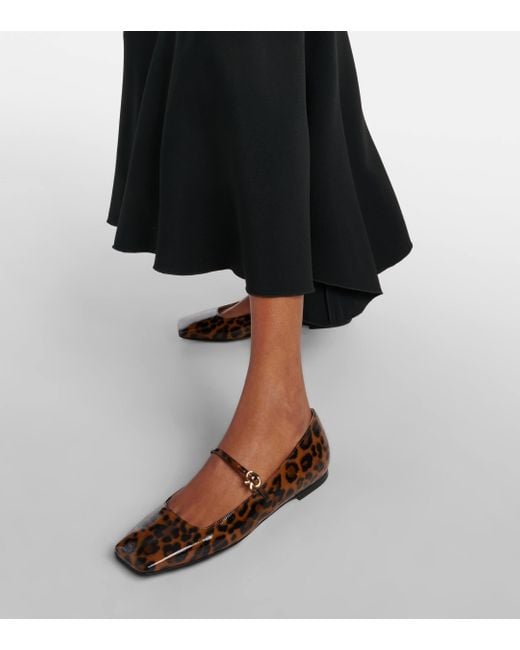 Gianvito Rossi Brown Christina Patent Leather Mary Jane Flats