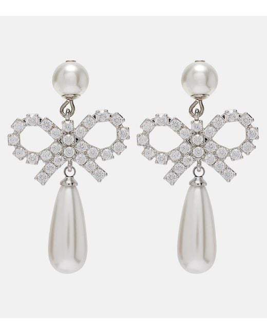 Orecchini Pendenti Con Perle Bijoux di Self-Portrait in White