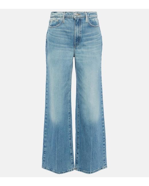 FRAME Blue High-Rise Wide-Leg Jeans Le Jane