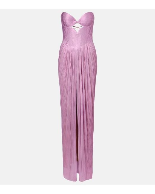 Maria Lucia Hohan Purple Stephanie Silk Tulle Bustier Gown