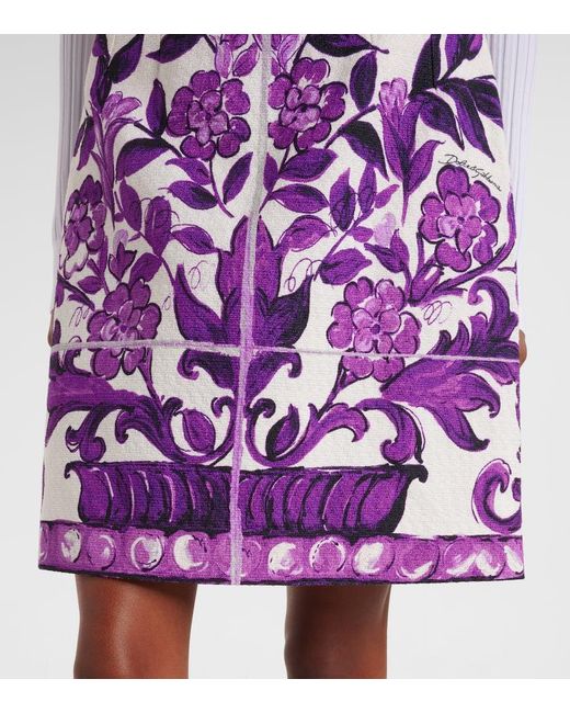 Dolce & Gabbana Purple Minirock Majolica Aus Einem Baumwollgemisch